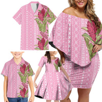 Women's Day Samoa Malu Tattoo Inspired Mix Teuila Family Matching Off Shoulder Short Dress and Hawaiian Shirt Rose Pink LT7 - Polynesian Pride