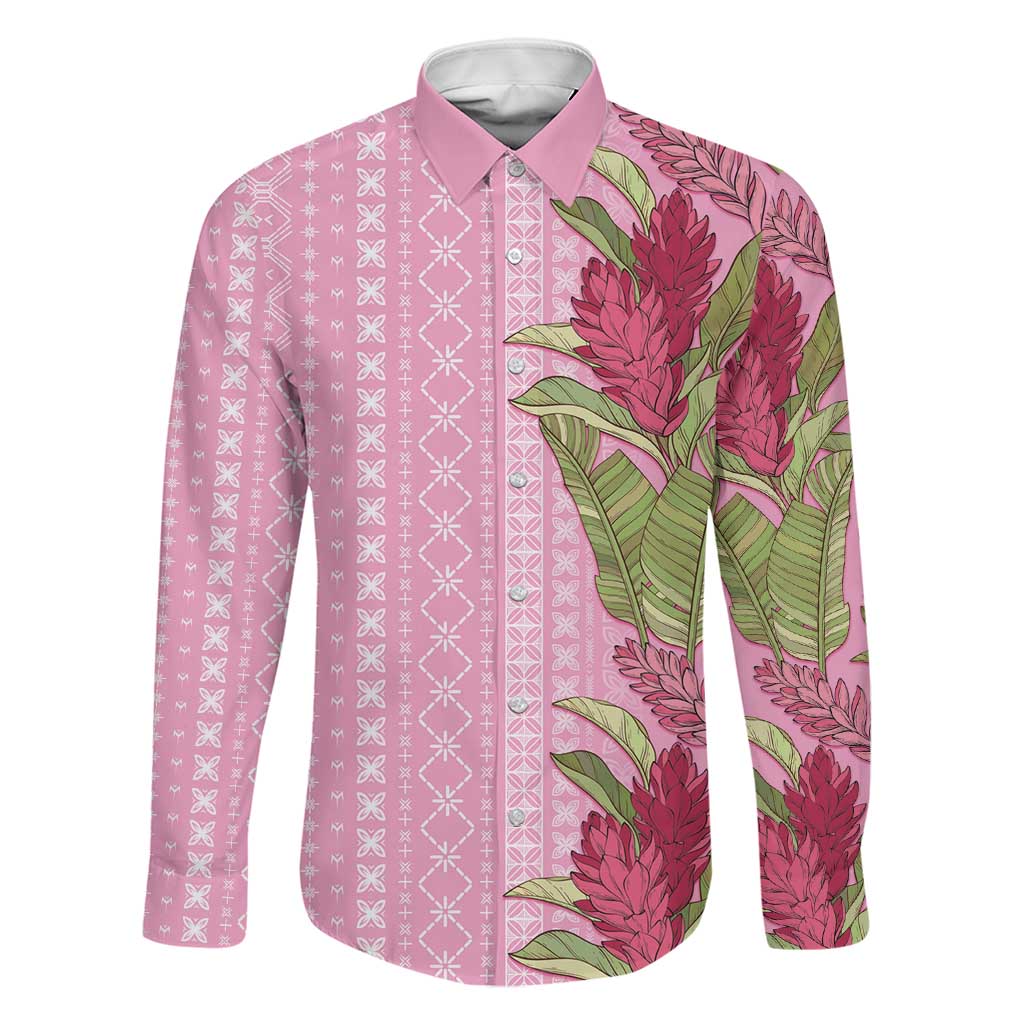 Women's Day Samoa Malu Tattoo Inspired Mix Teuila Family Matching Off Shoulder Short Dress and Hawaiian Shirt Rose Pink LT7 Dad's Shirt - Long Sleeve Rose Pink - Polynesian Pride