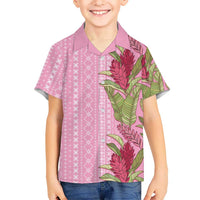 Women's Day Samoa Malu Tattoo Inspired Mix Teuila Family Matching Off Shoulder Short Dress and Hawaiian Shirt Rose Pink LT7 Son's Shirt Rose Pink - Polynesian Pride