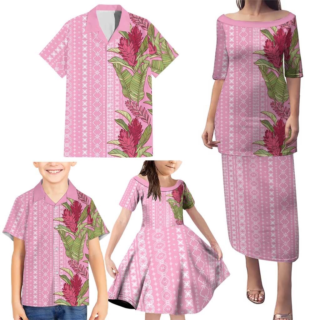 Women's Day Samoa Malu Tattoo Inspired Mix Teuila Family Matching Puletasi and Hawaiian Shirt Rose Pink