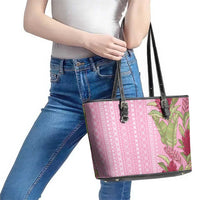 Women's Day Samoa Malu Tattoo Inspired Mix Teuila Leather Tote Bag Rose Pink LT7 - Polynesian Pride