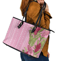 Women's Day Samoa Malu Tattoo Inspired Mix Teuila Leather Tote Bag Rose Pink LT7 - Polynesian Pride