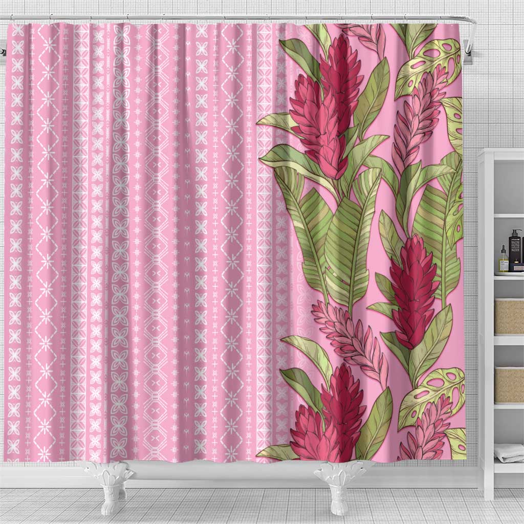 Women's Day Samoa Malu Tattoo Inspired Mix Teuila Shower Curtain Rose Pink