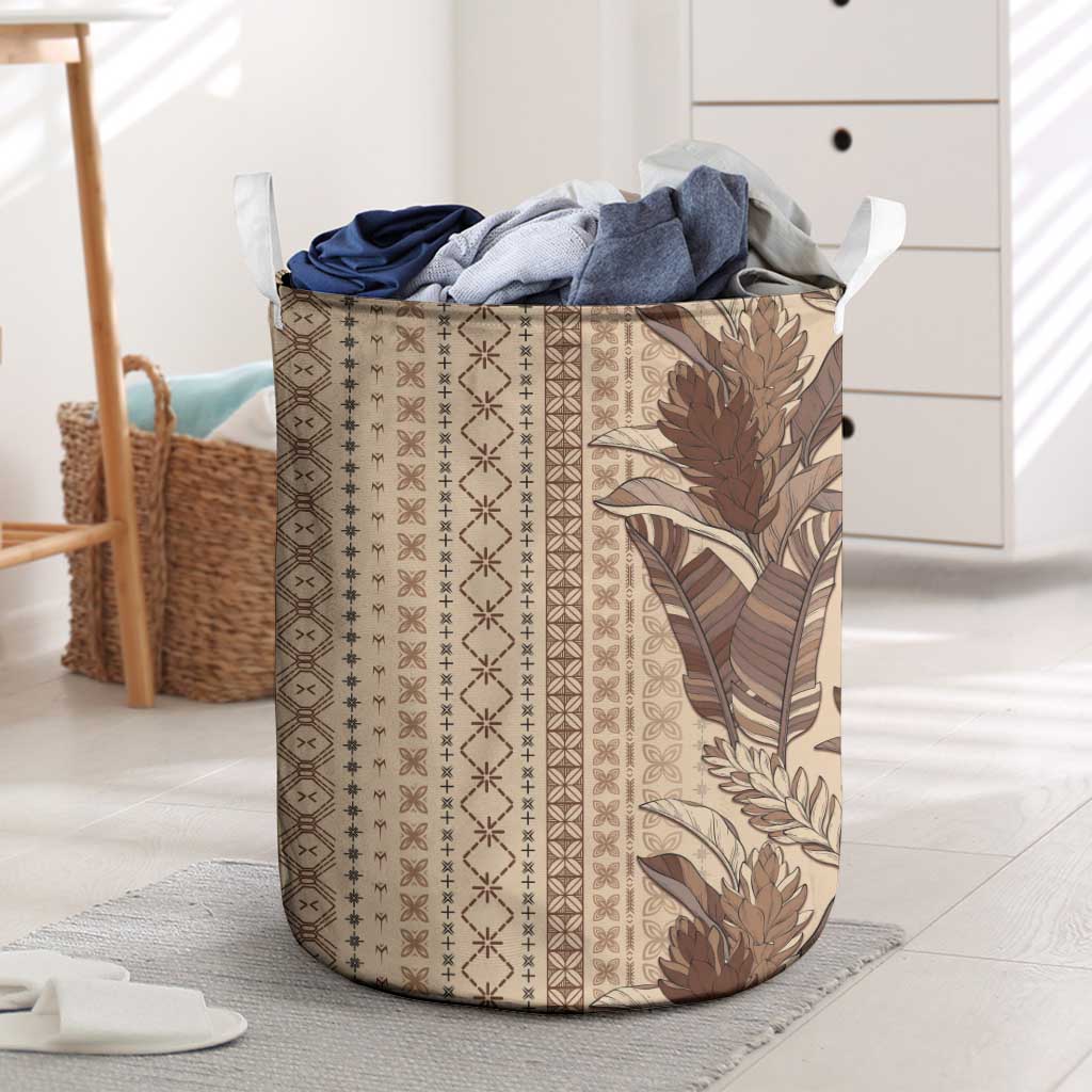 Women's Day Samoa Malu Tattoo Inspired Mix Teuila Laundry Basket Vintage Tapa LT7 Beige - Polynesian Pride