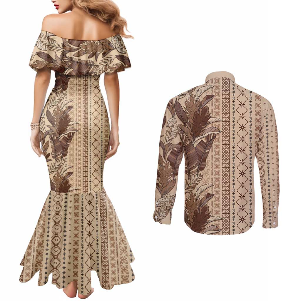 Women's Day Samoa Malu Tattoo Inspired Mix Teuila Couples Matching Mermaid Dress and Long Sleeve Button Shirt Vintage Tapa