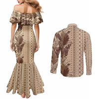 Women's Day Samoa Malu Tattoo Inspired Mix Teuila Couples Matching Mermaid Dress and Long Sleeve Button Shirt Vintage Tapa