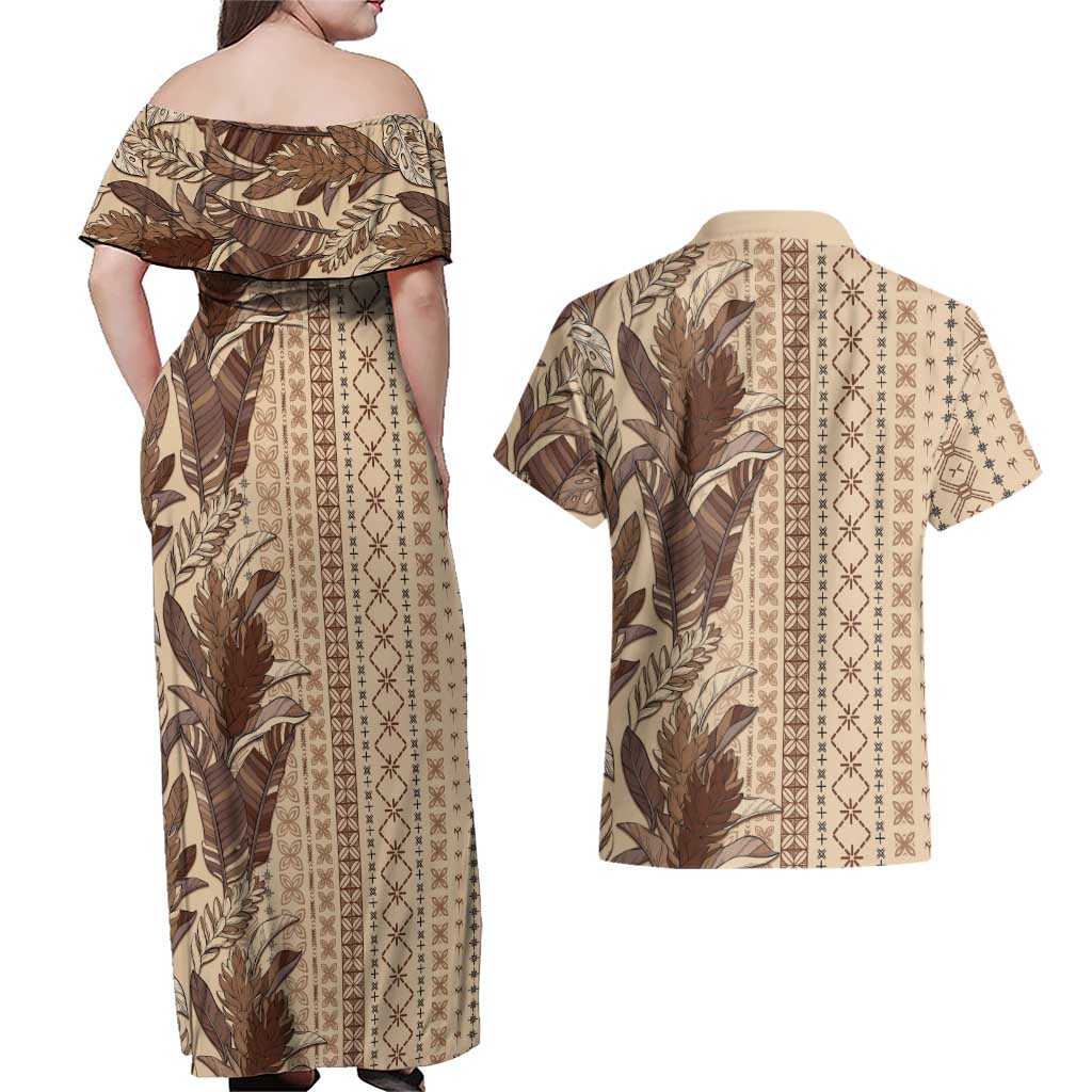 Women's Day Samoa Malu Tattoo Inspired Mix Teuila Couples Matching Off Shoulder Maxi Dress and Hawaiian Shirt Vintage Tapa