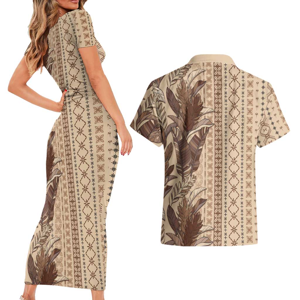 Women's Day Samoa Malu Tattoo Inspired Mix Teuila Couples Matching Short Sleeve Bodycon Dress and Hawaiian Shirt Vintage Tapa