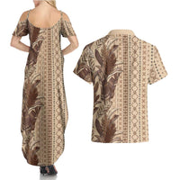 Women's Day Samoa Malu Tattoo Inspired Mix Teuila Couples Matching Summer Maxi Dress and Hawaiian Shirt Vintage Tapa