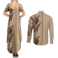 Women's Day Samoa Malu Tattoo Inspired Mix Teuila Couples Matching Summer Maxi Dress and Long Sleeve Button Shirt Vintage Tapa