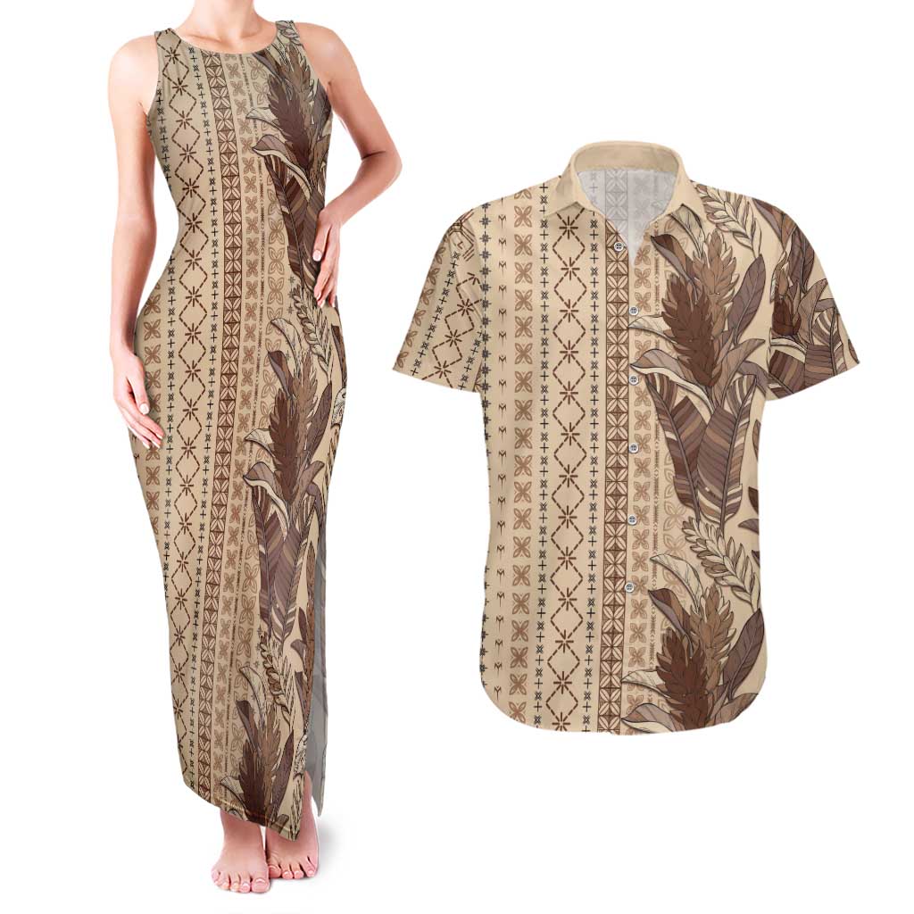 Women's Day Samoa Malu Tattoo Inspired Mix Teuila Couples Matching Tank Maxi Dress and Hawaiian Shirt Vintage Tapa