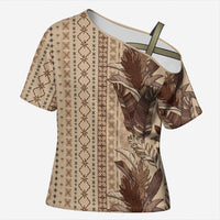 Women's Day Samoa Malu Tattoo Inspired Mix Teuila Cross Shoulder Shirt Vintage Tapa