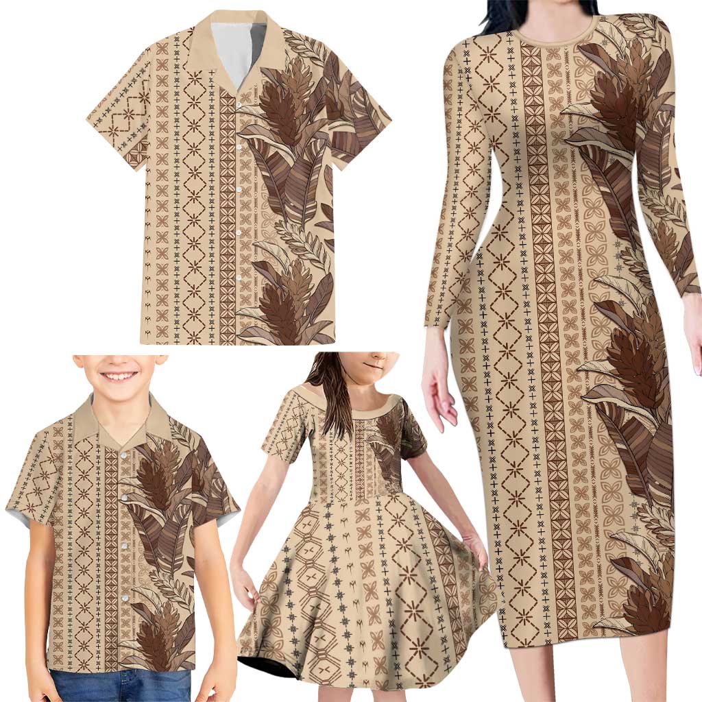 Women's Day Samoa Malu Tattoo Inspired Mix Teuila Family Matching Long Sleeve Bodycon Dress and Hawaiian Shirt Vintage Tapa LT7 - Polynesian Pride