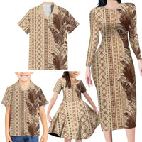 Women's Day Samoa Malu Tattoo Inspired Mix Teuila Family Matching Long Sleeve Bodycon Dress and Hawaiian Shirt Vintage Tapa LT7 - Polynesian Pride