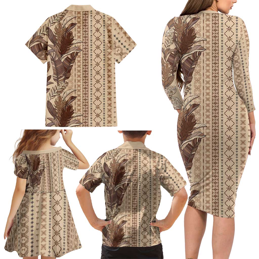 Women's Day Samoa Malu Tattoo Inspired Mix Teuila Family Matching Long Sleeve Bodycon Dress and Hawaiian Shirt Vintage Tapa LT7 - Polynesian Pride
