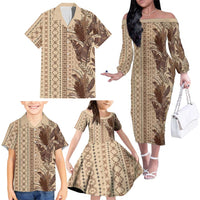 Women's Day Samoa Malu Tattoo Inspired Mix Teuila Family Matching Off The Shoulder Long Sleeve Dress and Hawaiian Shirt Vintage Tapa LT7 - Polynesian Pride