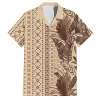 Women's Day Samoa Malu Tattoo Inspired Mix Teuila Family Matching Off The Shoulder Long Sleeve Dress and Hawaiian Shirt Vintage Tapa LT7 Dad's Shirt - Short Sleeve Beige - Polynesian Pride