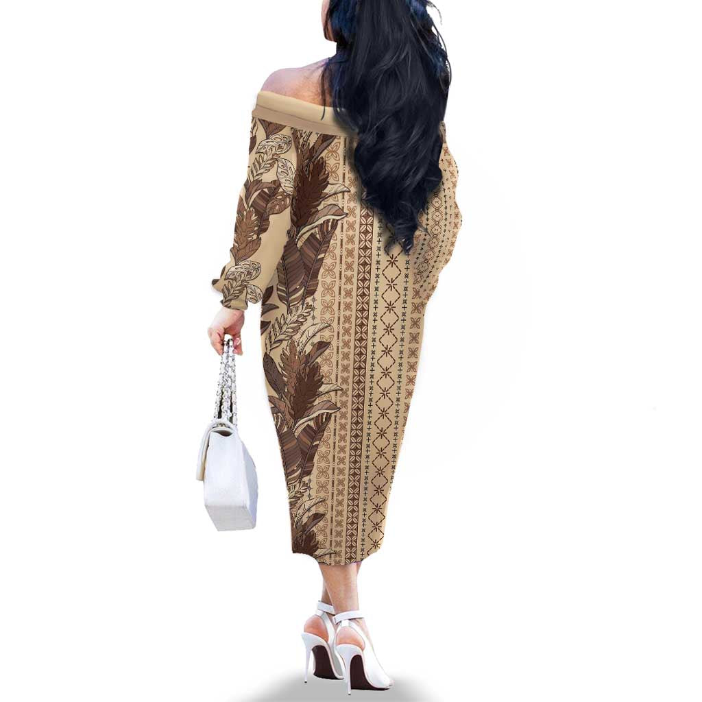 Women's Day Samoa Malu Tattoo Inspired Mix Teuila Family Matching Off The Shoulder Long Sleeve Dress and Hawaiian Shirt Vintage Tapa LT7 - Polynesian Pride