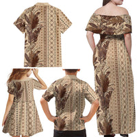 Women's Day Samoa Malu Tattoo Inspired Mix Teuila Family Matching Off Shoulder Maxi Dress and Hawaiian Shirt Vintage Tapa