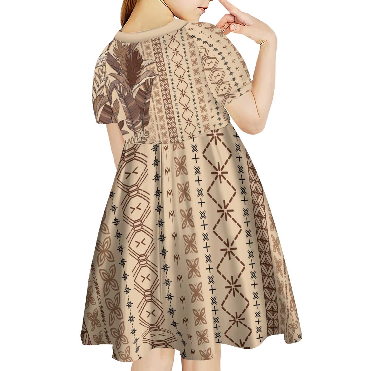 Women's Day Samoa Malu Tattoo Inspired Mix Teuila Kid Short Sleeve Dress Vintage Tapa
