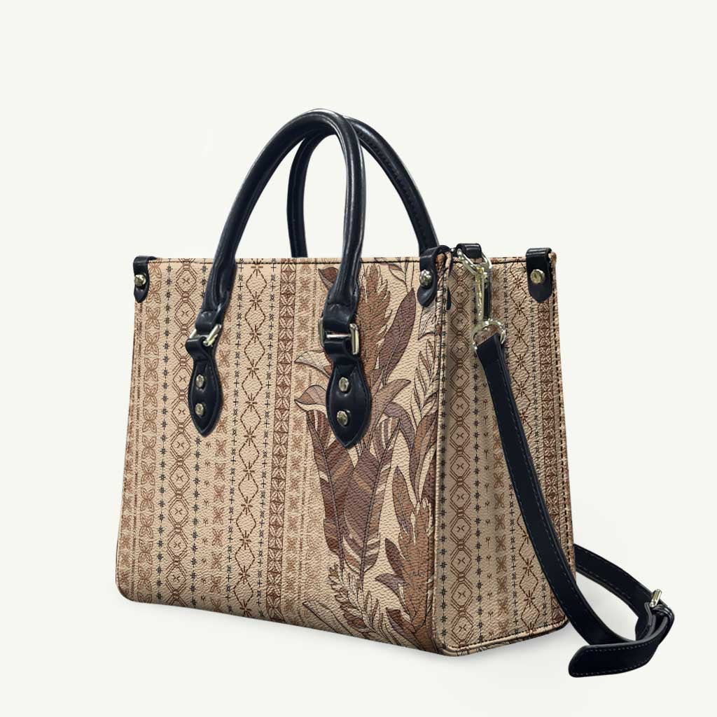 Women's Day Samoa Malu Tattoo Inspired Mix Teuila Leather Bag Vintage Tapa LT7 Beige - Polynesian Pride