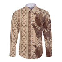 Women's Day Samoa Malu Tattoo Inspired Mix Teuila Long Sleeve Button Shirt Vintage Tapa