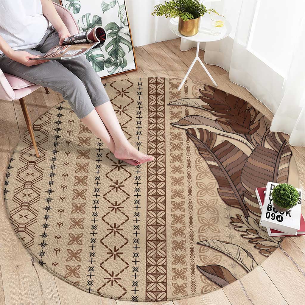 Women's Day Samoa Malu Tattoo Inspired Mix Teuila Round Carpet Vintage Tapa LT7 - Polynesian Pride