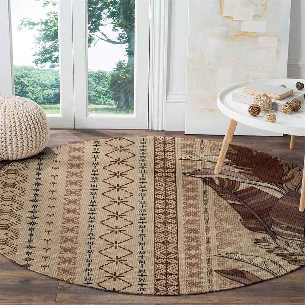 Women's Day Samoa Malu Tattoo Inspired Mix Teuila Round Carpet Vintage Tapa LT7 - Polynesian Pride