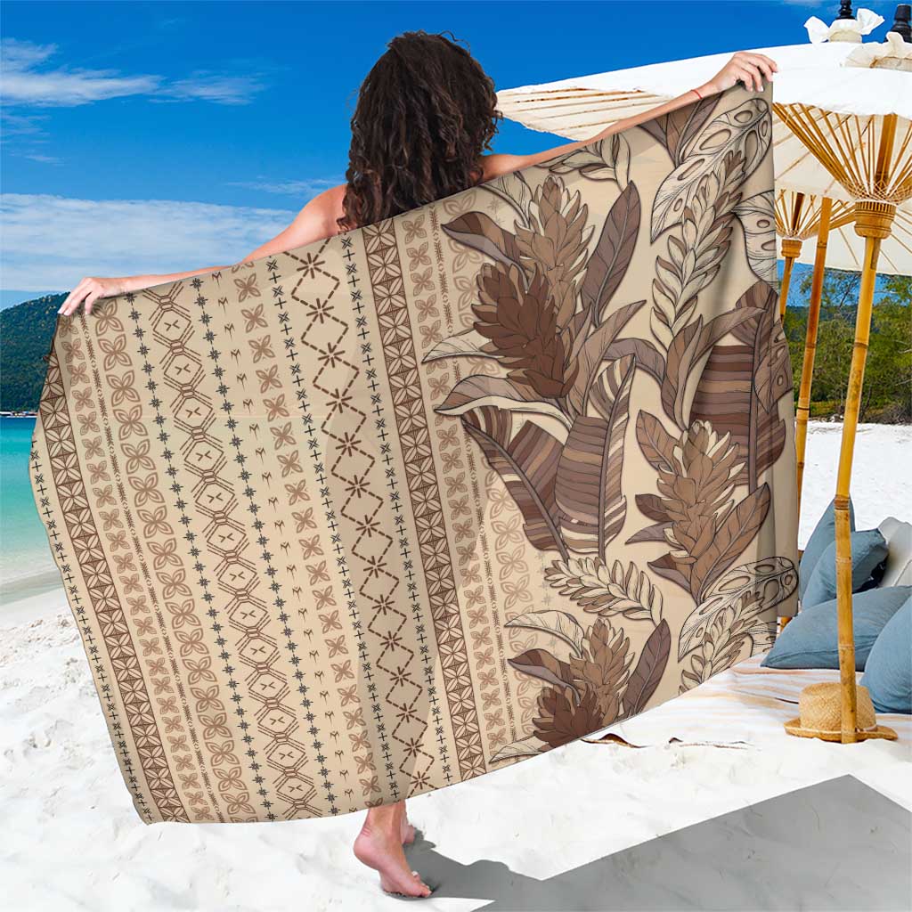 Women's Day Samoa Malu Tattoo Inspired Mix Teuila Sarong Vintage Tapa LT7 One Size 44 x 66 inches Beige - Polynesian Pride