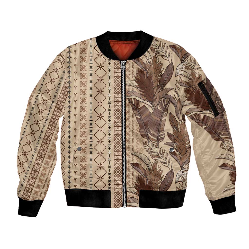 Women's Day Samoa Malu Tattoo Inspired Mix Teuila Sleeve Zip Bomber Jacket Vintage Tapa