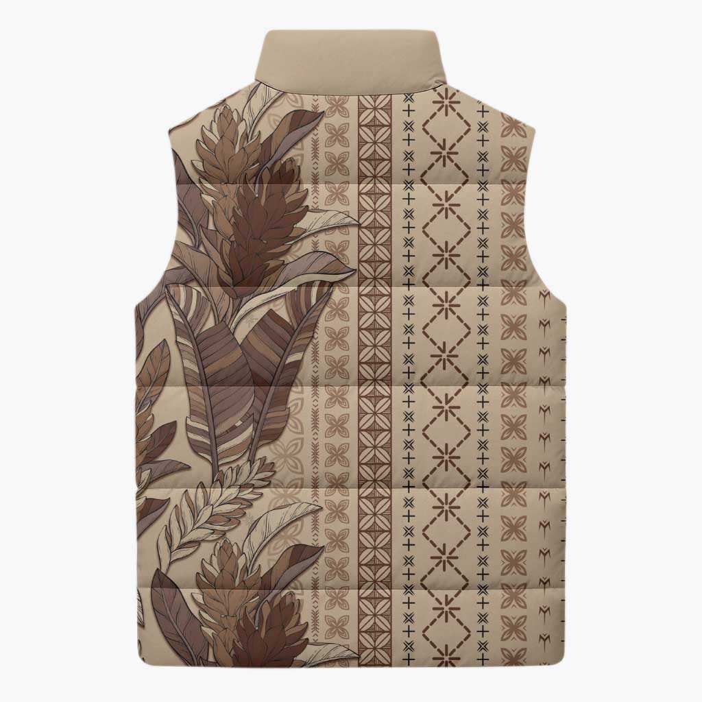 Women's Day Samoa Malu Tattoo Inspired Mix Teuila Sleeveless Puffer Jacket Vintage Tapa