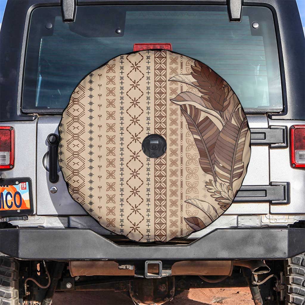 Women's Day Samoa Malu Tattoo Inspired Mix Teuila Spare Tire Cover Vintage Tapa LT7 Beige - Polynesian Pride