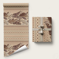 Women's Day Samoa Malu Tattoo Inspired Mix Teuila Wrapping Paper Vintage Tapa LT7 58" × 23" Beige - Polynesian Pride