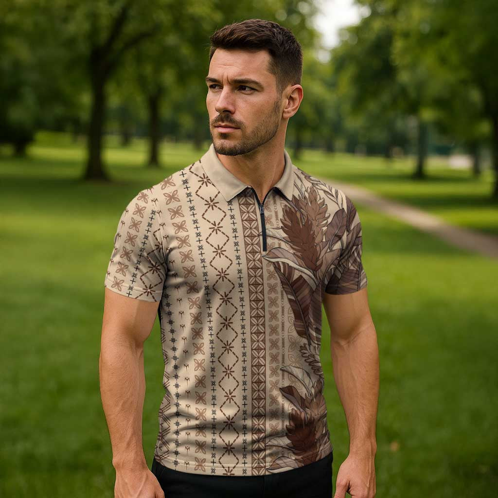 Women's Day Samoa Malu Tattoo Inspired Mix Teuila Zipper Polo Shirt Vintage Tapa LT7 - Polynesian Pride