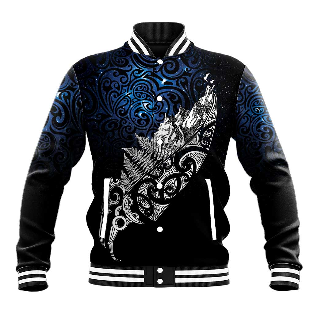Maori Matariki Baseball Jacket Landscape Styled Fern - Galaxy