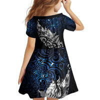 Maori Matariki Family Matching Long Sleeve Bodycon Dress and Hawaiian Shirt Landscape Styled Fern - Galaxy