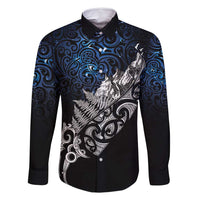Maori Matariki Family Matching Long Sleeve Bodycon Dress and Hawaiian Shirt Landscape Styled Fern - Galaxy