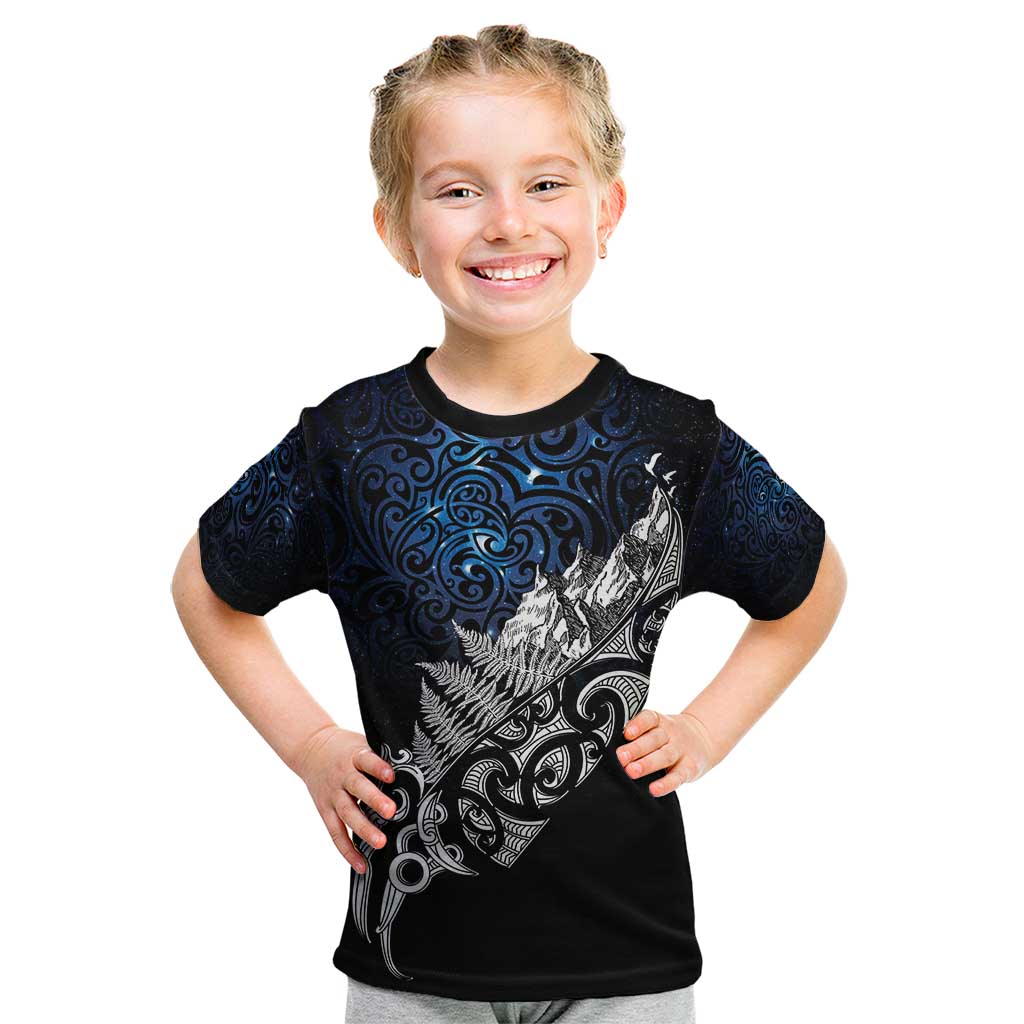Maori Matariki Kid T Shirt Landscape Styled Fern - Galaxy