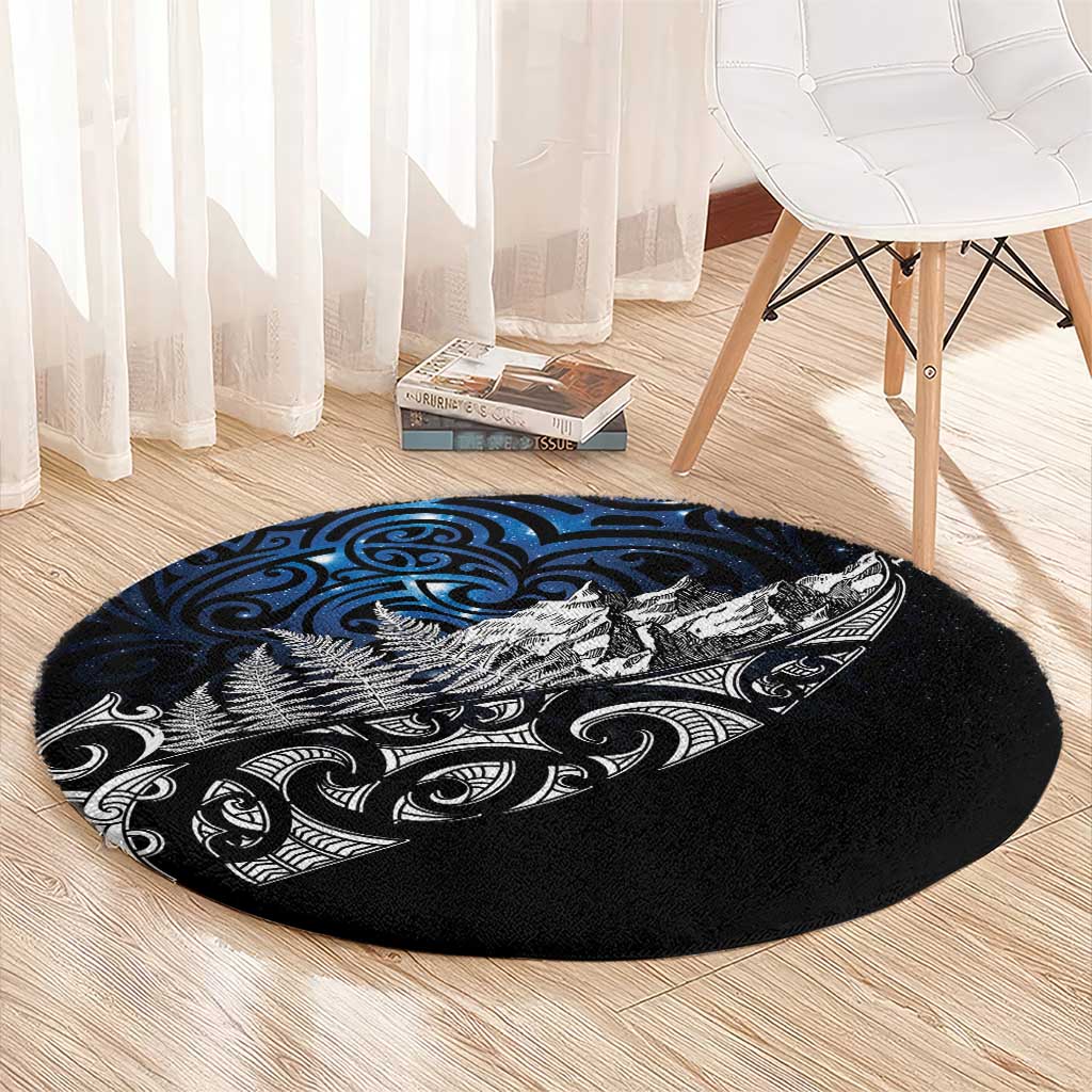Maori Matariki Round Carpet Landscape Styled Fern - Galaxy