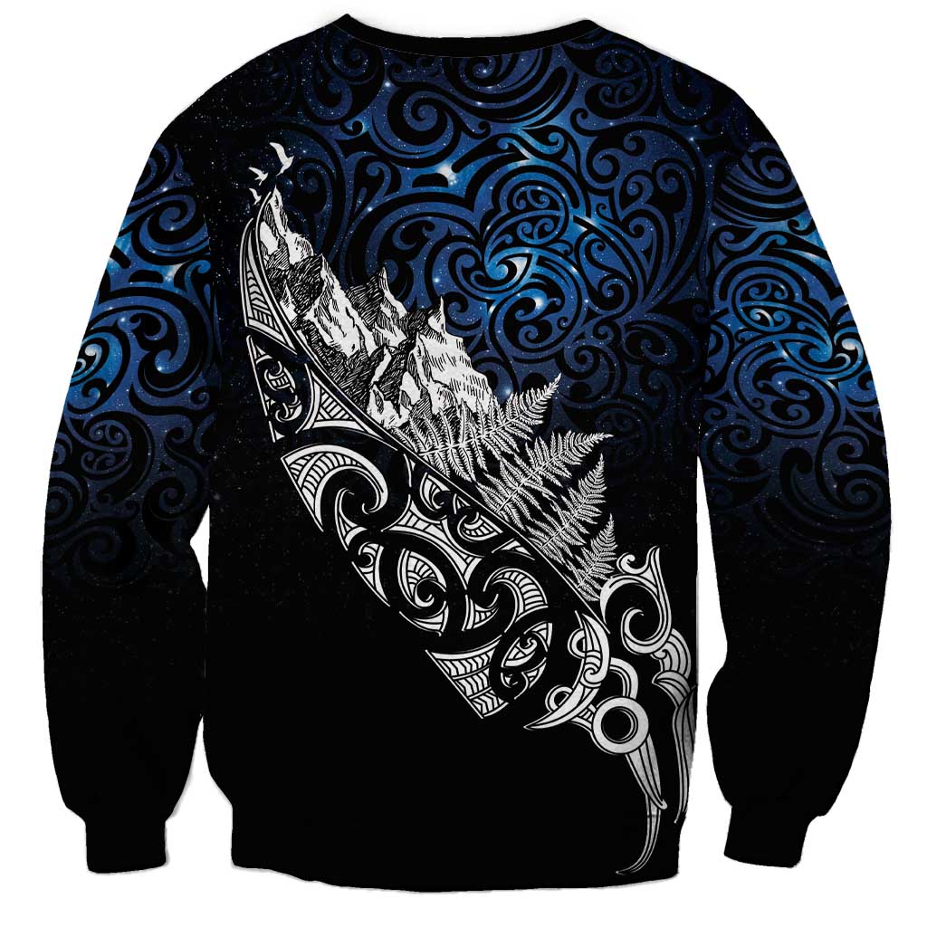 Maori Matariki Sweatshirt Landscape Styled Fern - Galaxy
