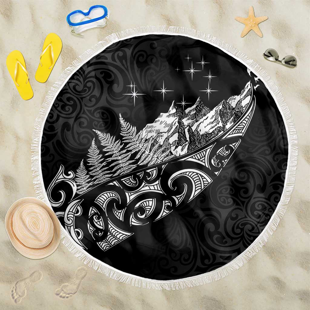 Maori Matariki Beach Blanket Landscape Styled Fern - Monochrome