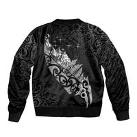 Maori Matariki Bomber Jacket Landscape Styled Fern - Monochrome