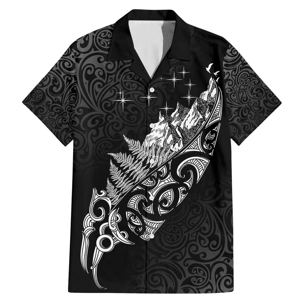 Maori Matariki Family Matching Mermaid Dress and Hawaiian Shirt Landscape Styled Fern - Monochrome