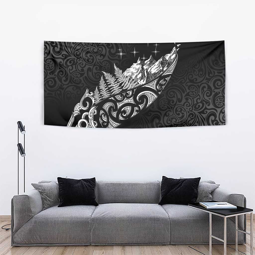 Maori Matariki Tapestry Landscape Styled Fern - Monochrome