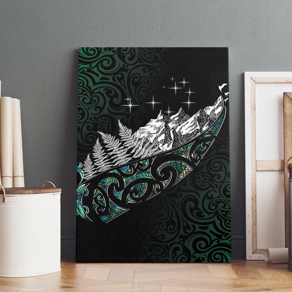 Maori Matariki Canvas Wall Art Landscape Styled Fern - Paua Shell