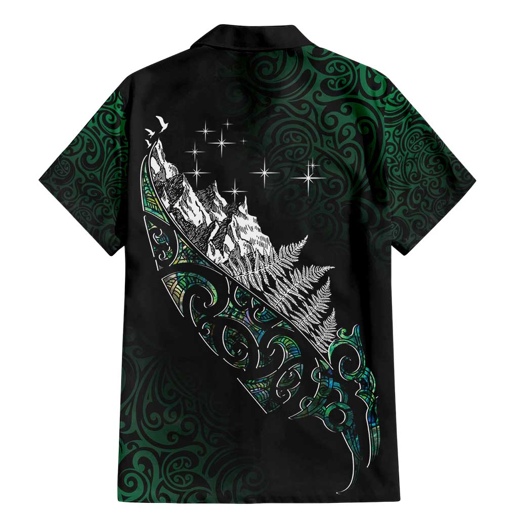 Maori Matariki Family Matching Mermaid Dress and Hawaiian Shirt Landscape Styled Fern - Paua Shell