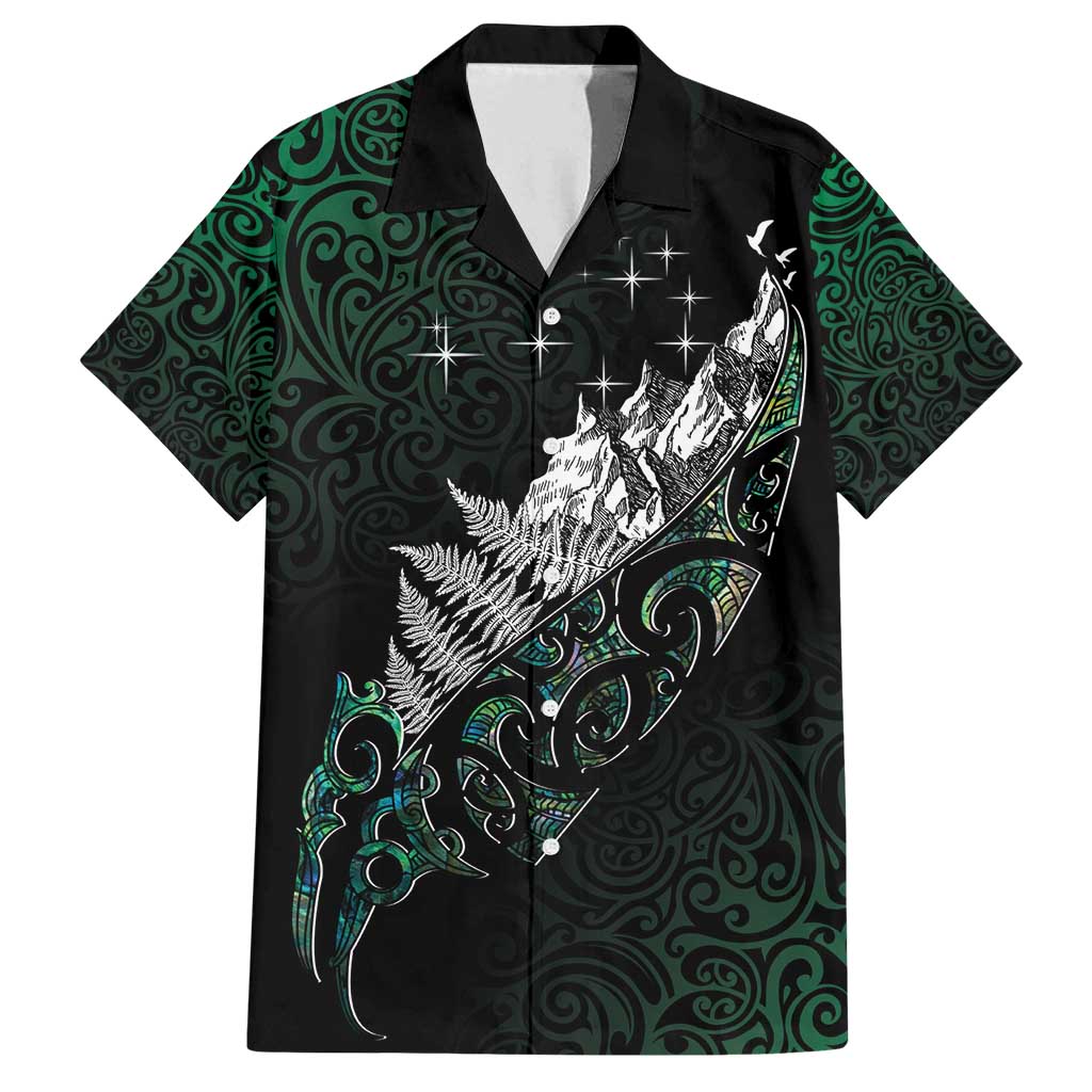 Maori Matariki Family Matching Puletasi and Hawaiian Shirt Landscape Styled Fern - Paua Shell