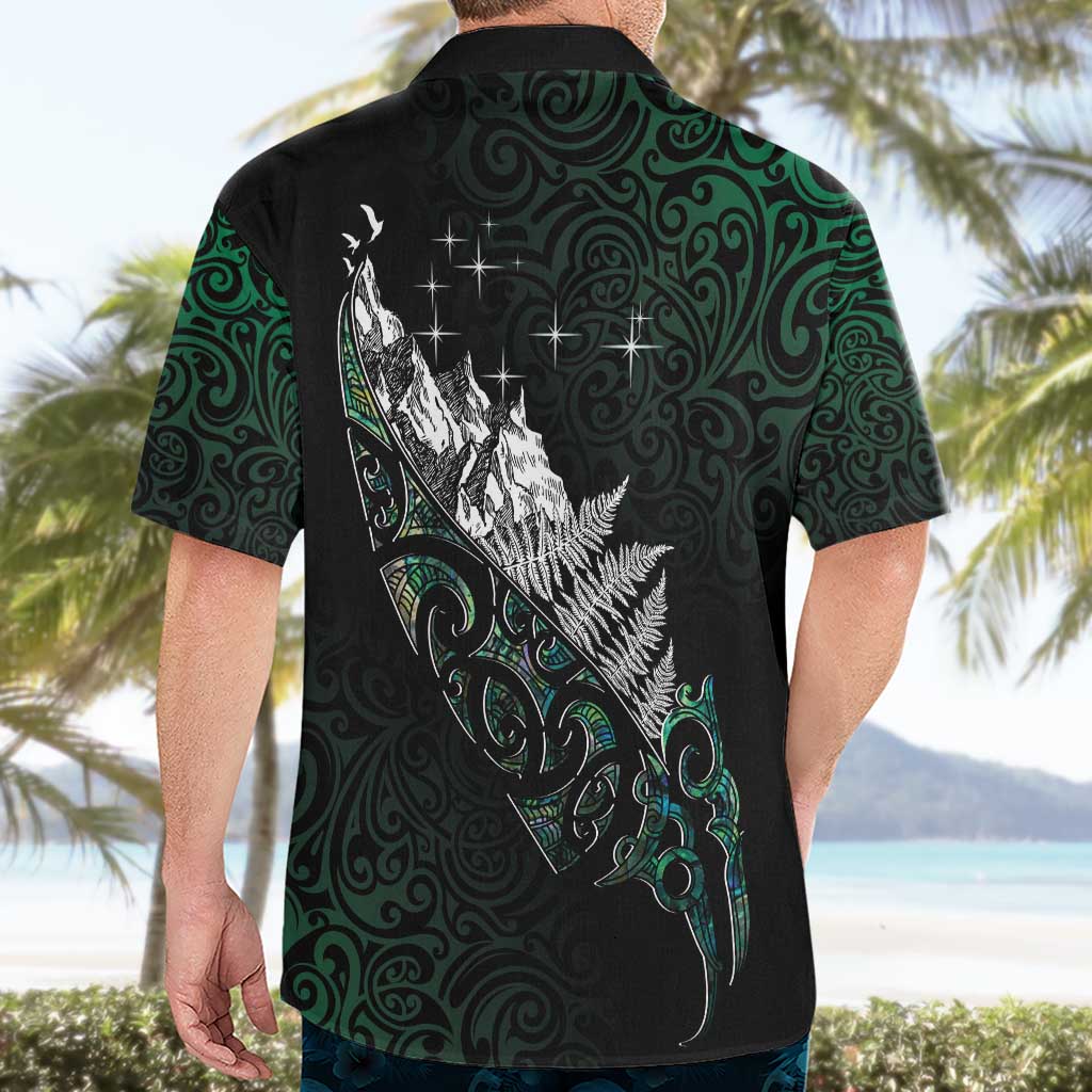 Maori Matariki Hawaiian Shirt Landscape Styled Fern - Paua Shell