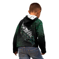 Maori Matariki Kid Hoodie Landscape Styled Fern - Paua Shell