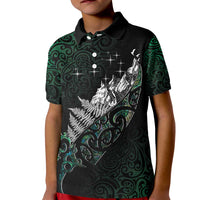 Maori Matariki Kid Polo Shirt Landscape Styled Fern - Paua Shell